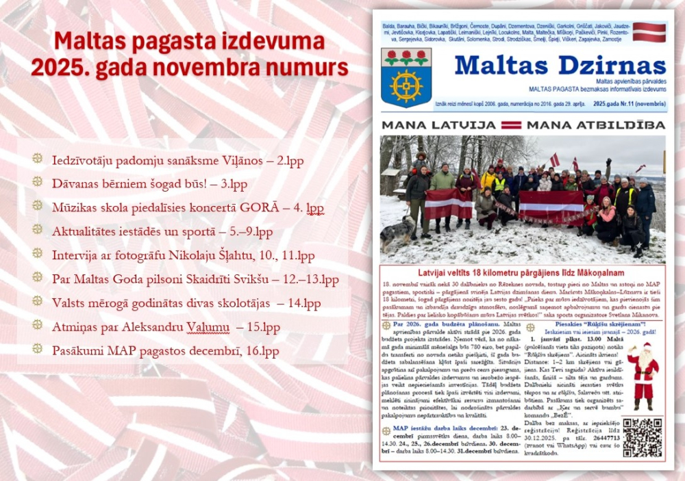 Informatīvā izdevuma &quot;Maltas Dzirnas&quot; novembra numurs
