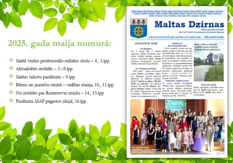 Informatīvā izdevuma &quot;Maltas Dzirnas&quot; maija numurs