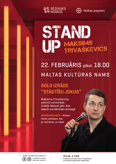 Maksima Trivaškeviča stand-up soloizrāde "Stāstīšu jokus".